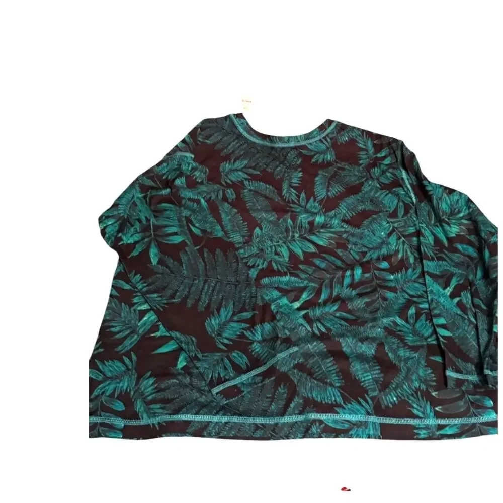 Tommy Bahama NWT Womens XXL Lounge Sleep Shirt Charcoal Green Tropical Top READ